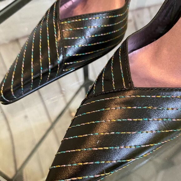 Imported Stitched Genuine Leather Adjustable Sling Back Pump - Picture 3 of 5